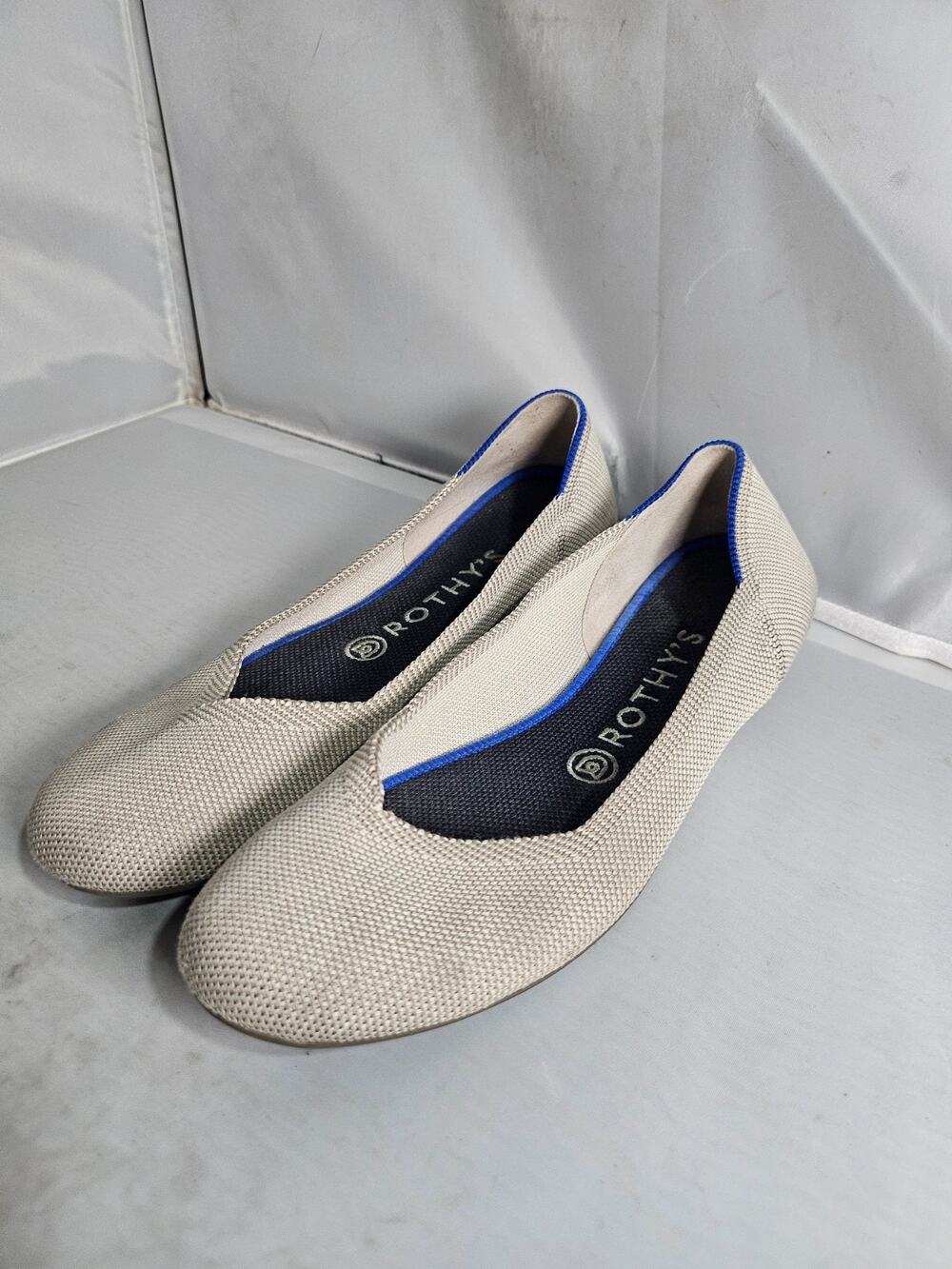 Rothys Shoes Womens 8 Gray The Flat Round Toe Ballerina Ballet Knit Casual